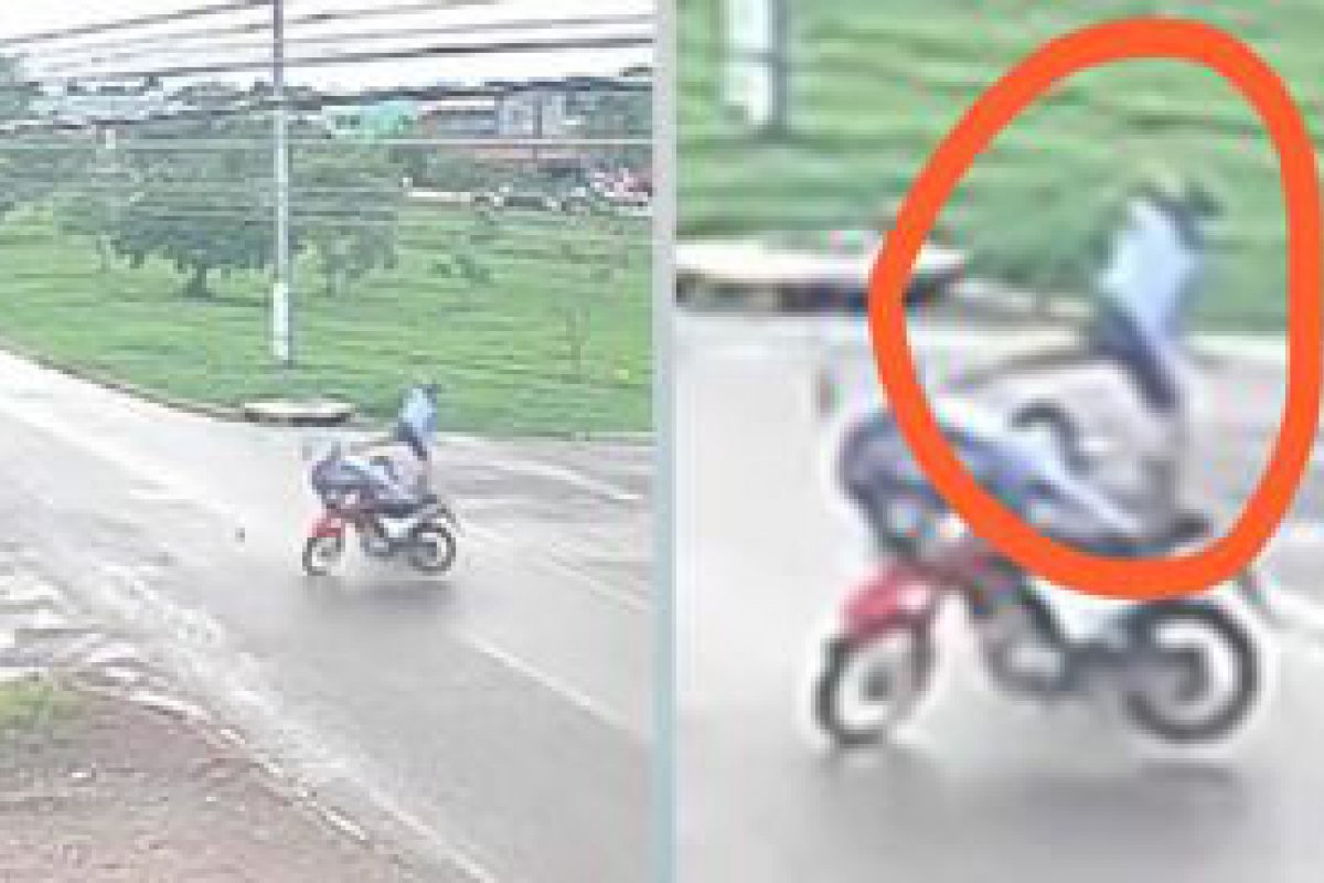 Vdeo flagra momento em que motociclista colide violentamente contra outra moto aps fugir da PM